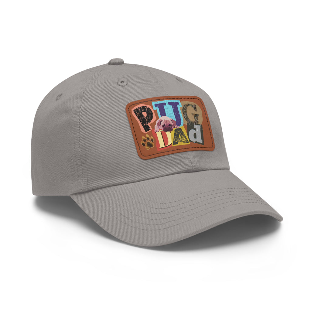 Pugfather Leather Patch Dad Hat | Pug Dad Cap, Fathers Day Pug Design