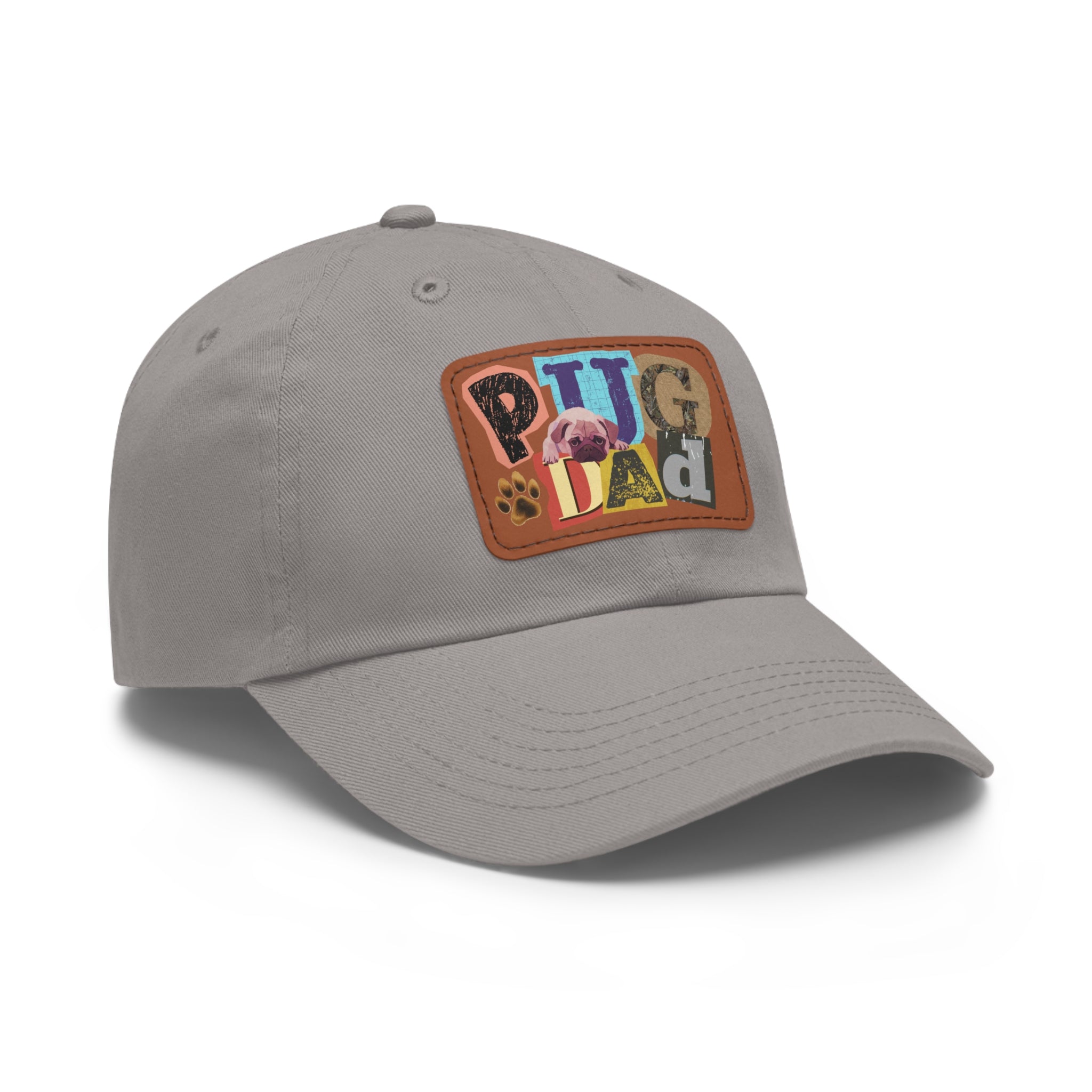 Pugfather Leather Patch Dad Hat | Pug Dad Cap, Fathers Day Pug Design