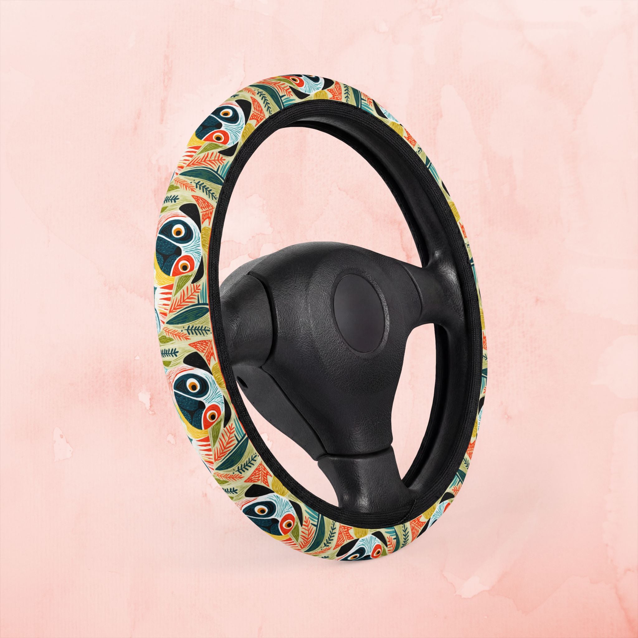 Pug Pattern Steering Wheel Cover | Cute Pug Car Accessory, Pug Mom Dad Decor