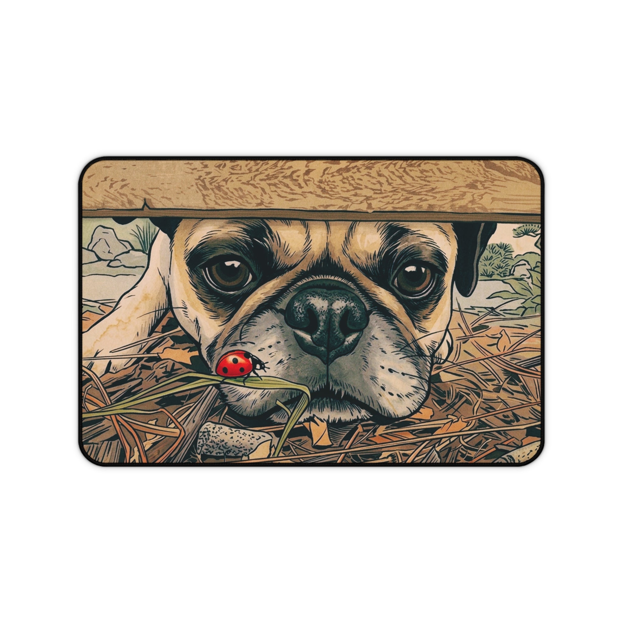 Cute Pug & Ladybug Desk Mat | Pug Deskmat, Mousepad for Office
