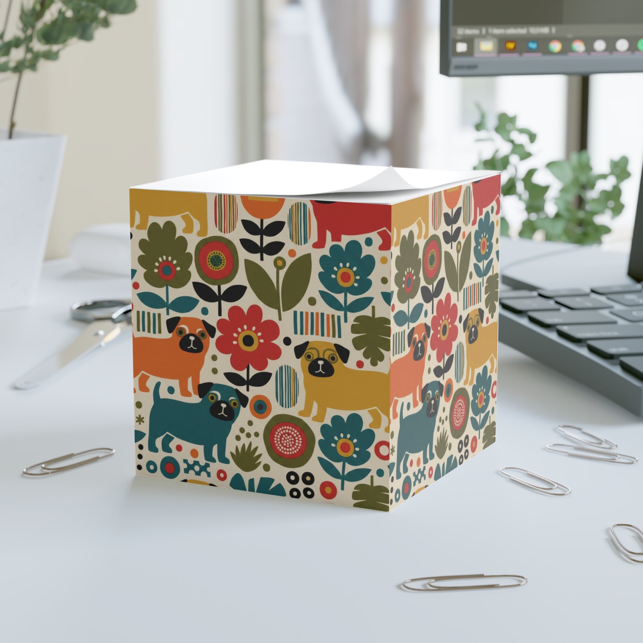 Vintage Pug Note Cube | Pug Sticky Notes Desk Cube, 700 Pages