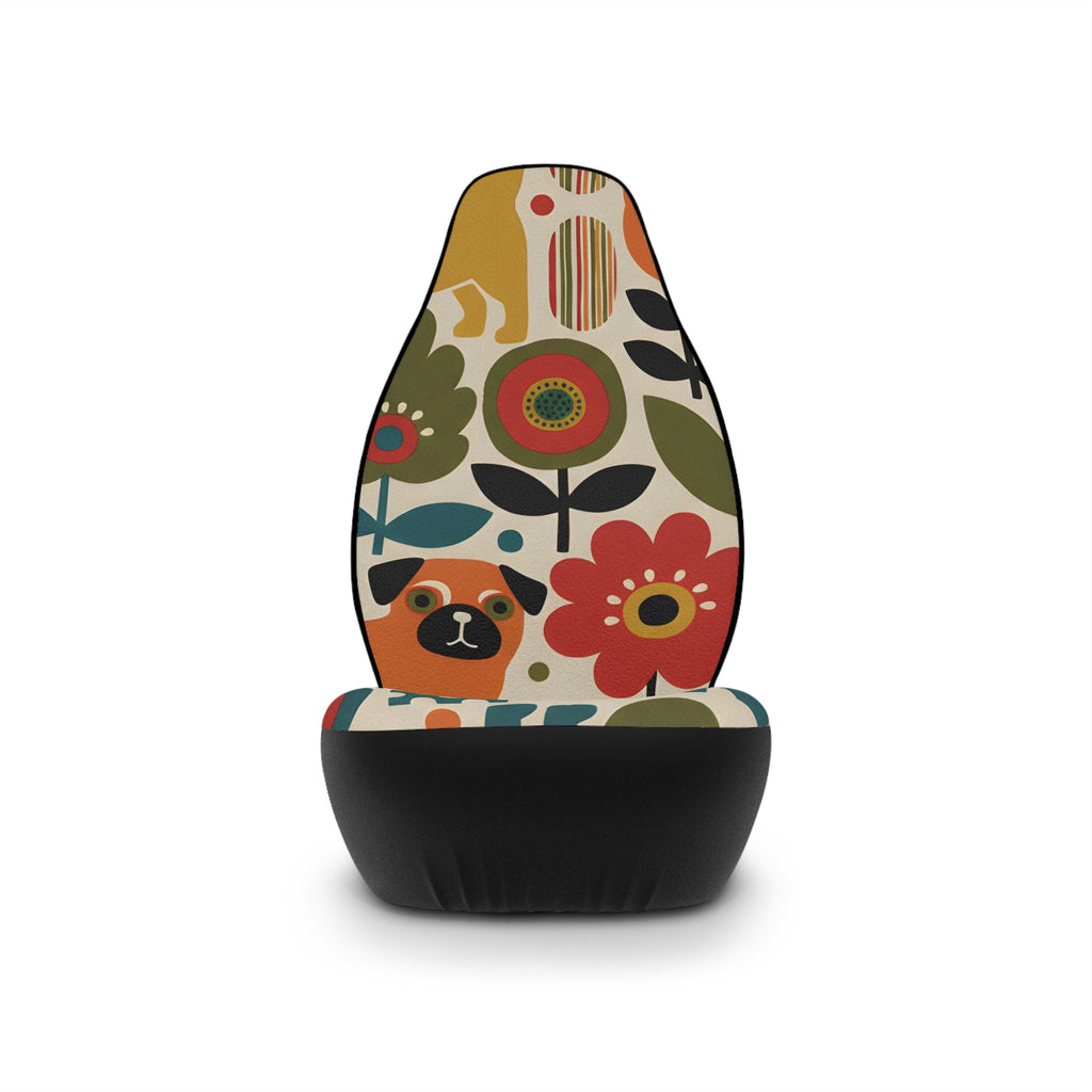 Pug Pattern Car Seat Covers, set of 2 | Pug Mom Car Accessories