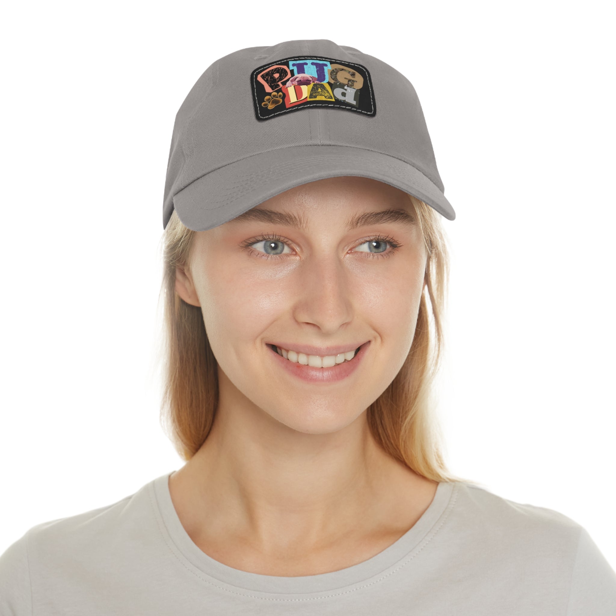 Pugfather Leather Patch Dad Hat | Pug Dad Cap, Fathers Day Pug Design