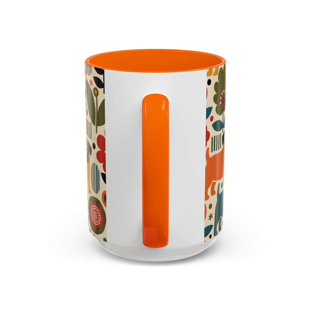 Midcentury Pug Accent Coffee Mug — Marimekko‑Style Pug Mom Gift (11/15 oz)