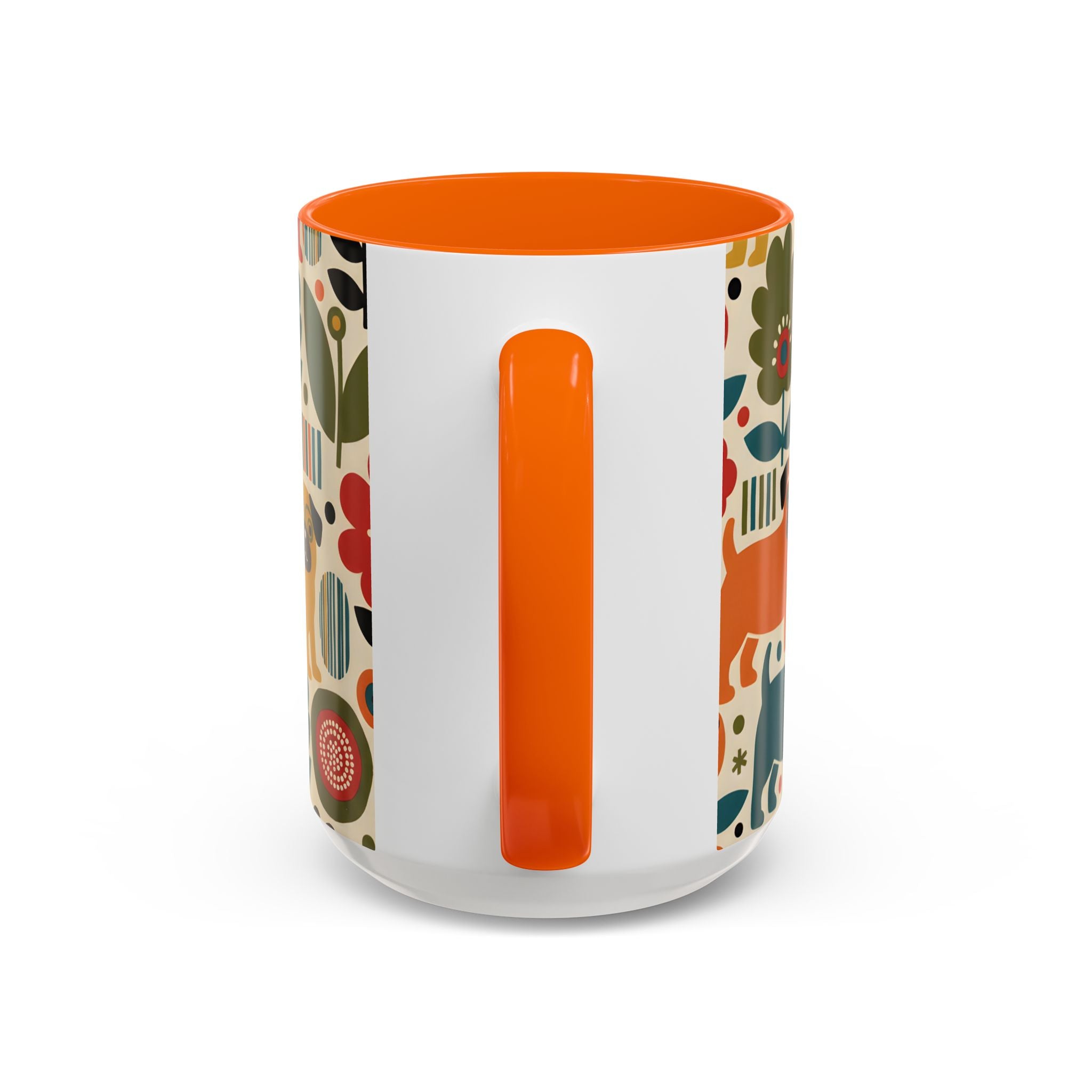 Midcentury Pug Accent Coffee Mug — Marimekko‑Style Pug Mom Gift (11/15 oz)