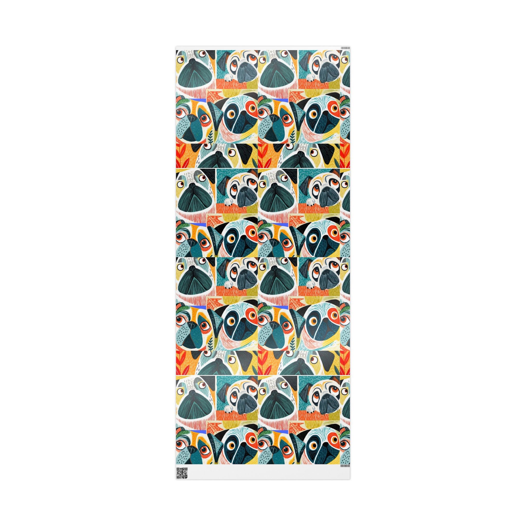 Funny Pug Faces Wrapping Papers | Scandinavian Midcentury Dog Pattern