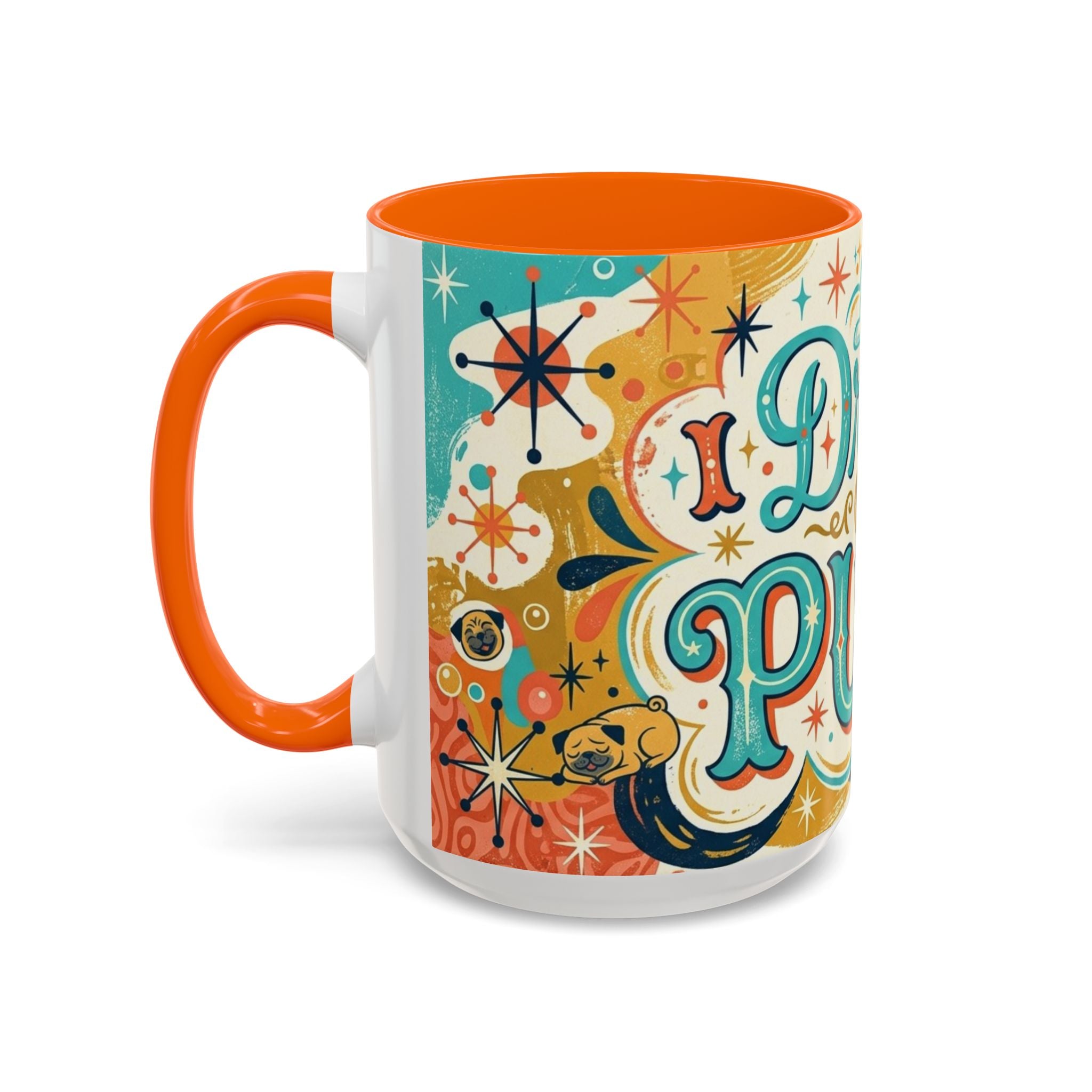 Midcentury Pug Illustration Accent Coffee Mug 11oz 15oz | Pug Mom Dad Pugtrovert