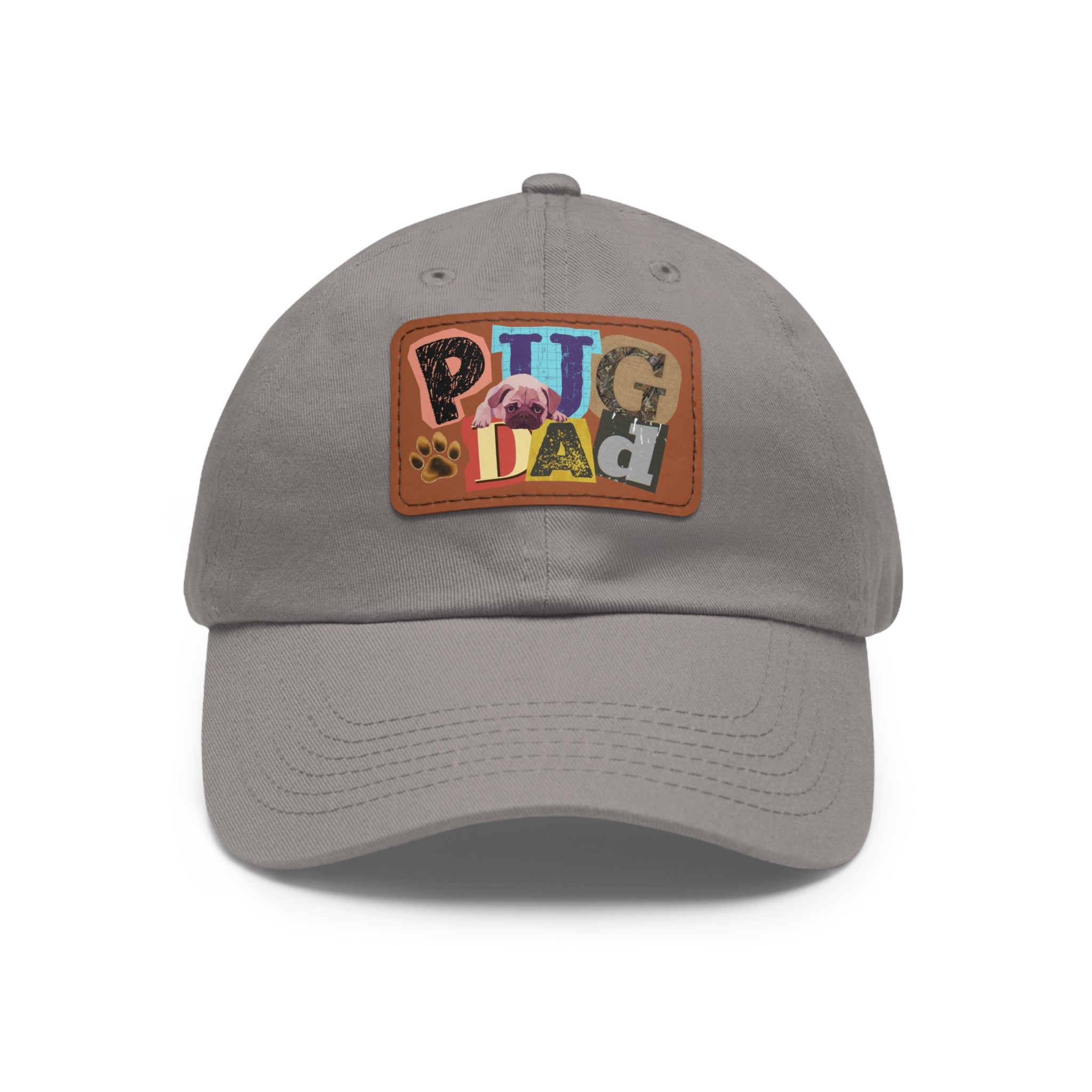Pugfather Leather Patch Dad Hat | Pug Dad Cap, Fathers Day Pug Design