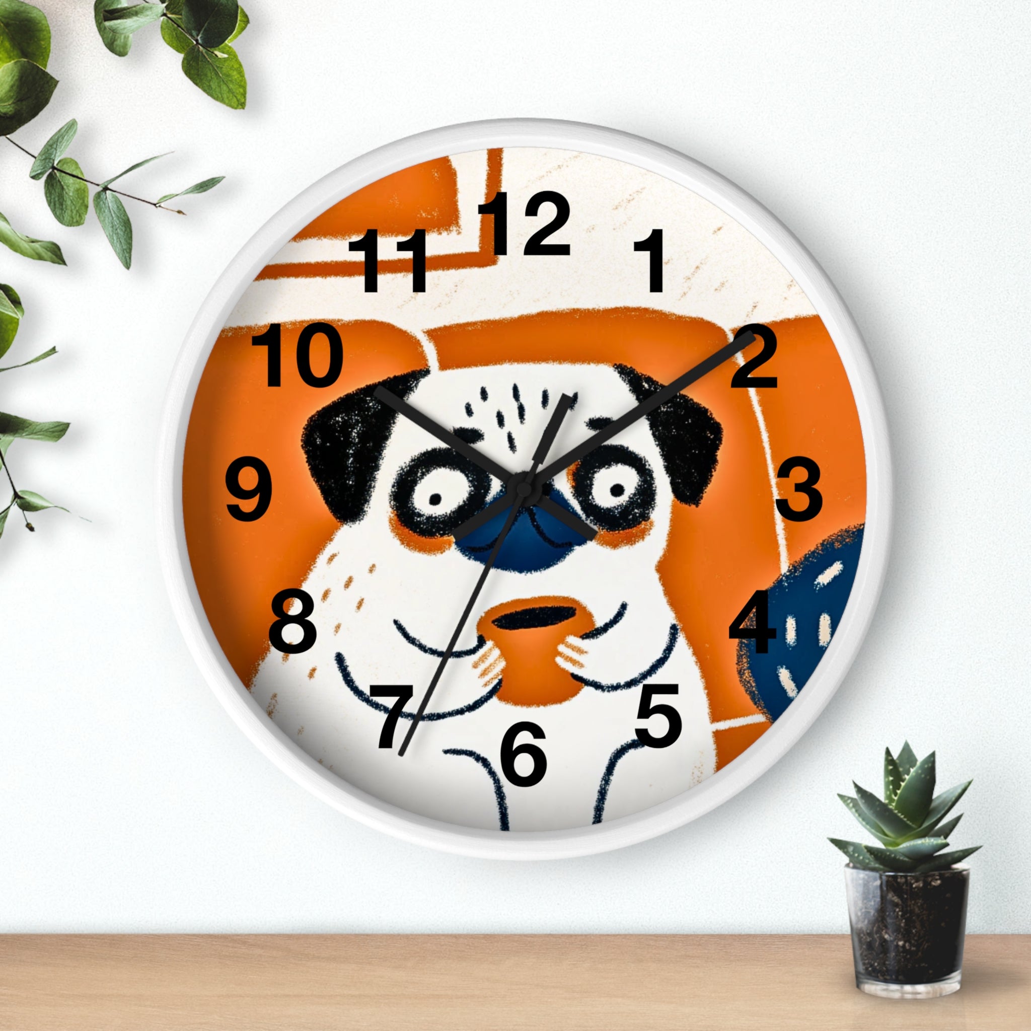 Vintage Midcentury Pug Art Wall Clock | Pug Home Decor