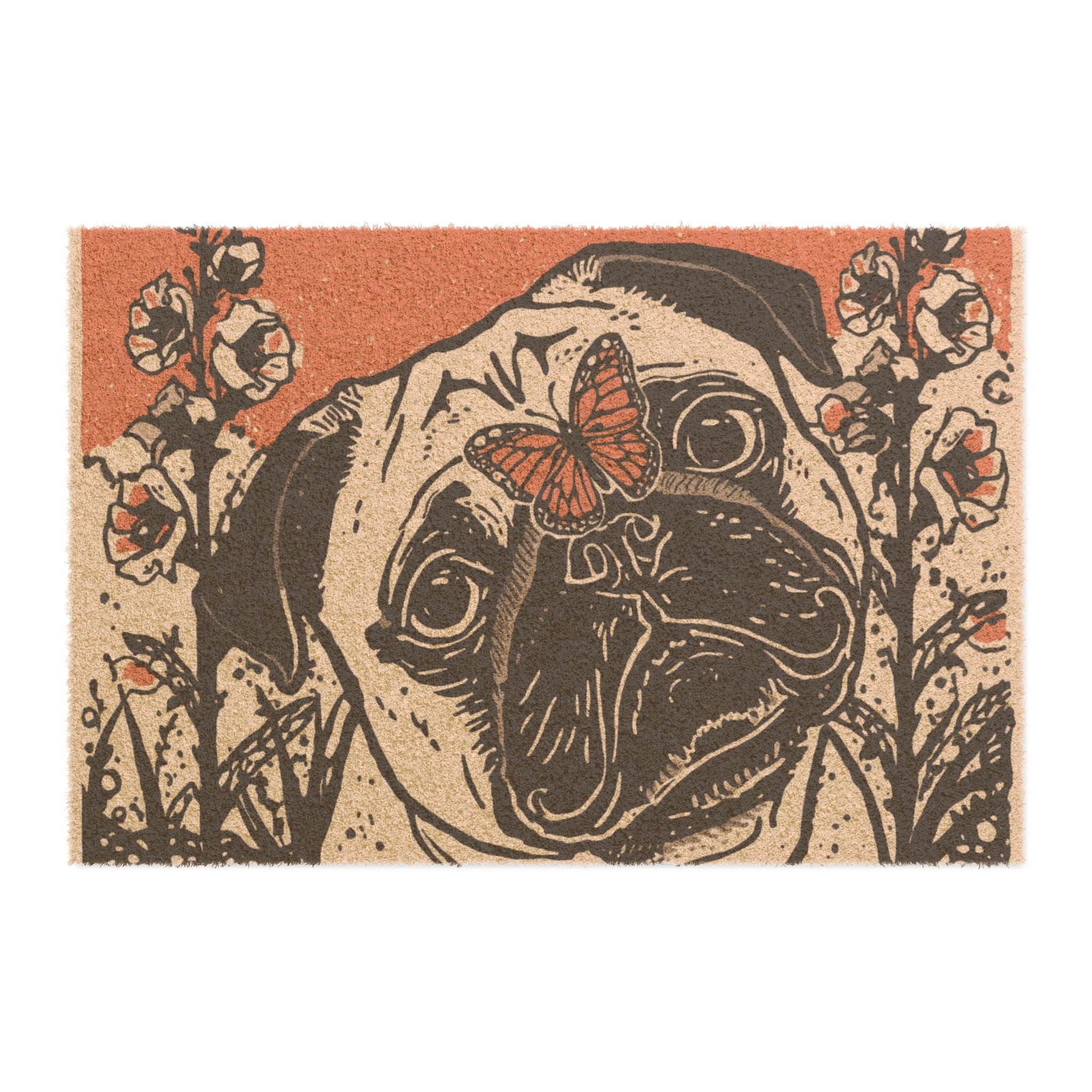 Cute Pug Welcome Mat Doormat | Fawn & Black Pug Door Mat, Pug Lover Home Decor