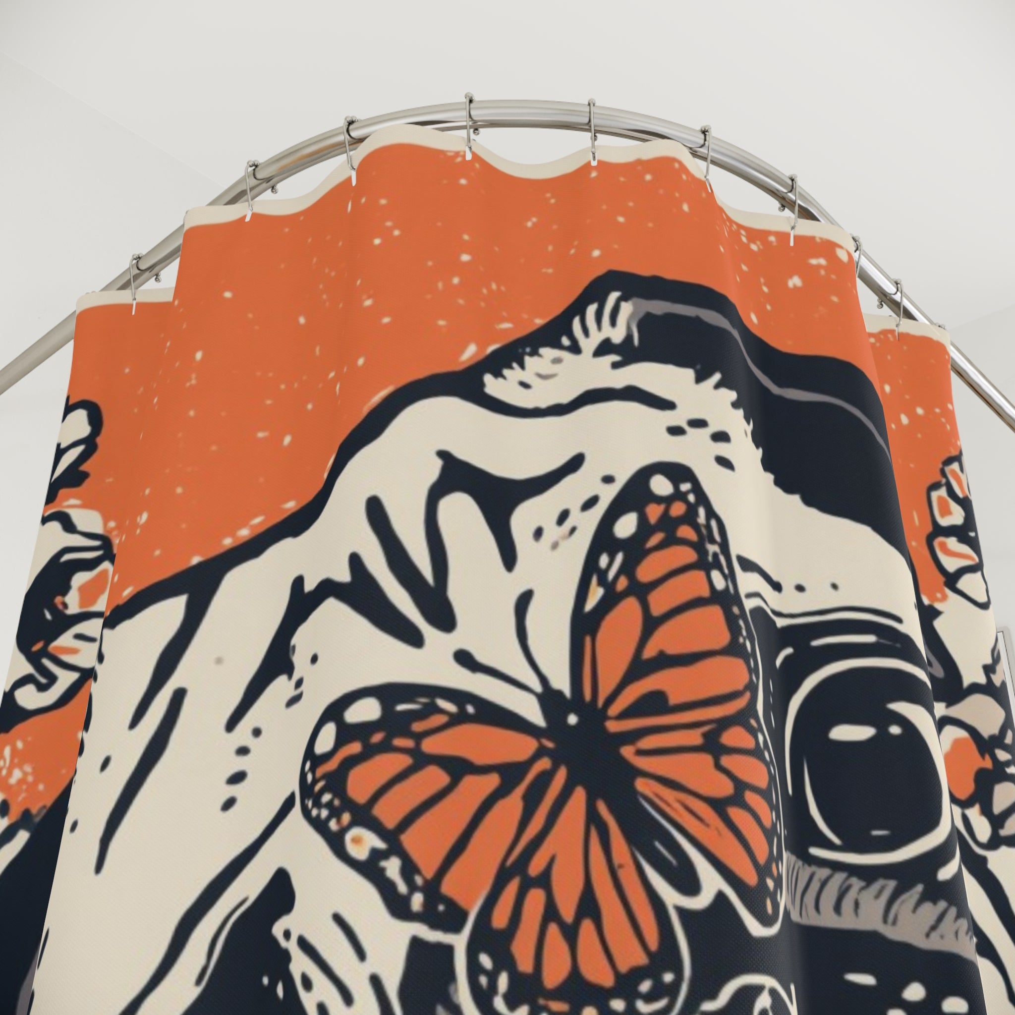 Pug Linocut Art Shower Curtain | Vintage Pug Bathroom Decor