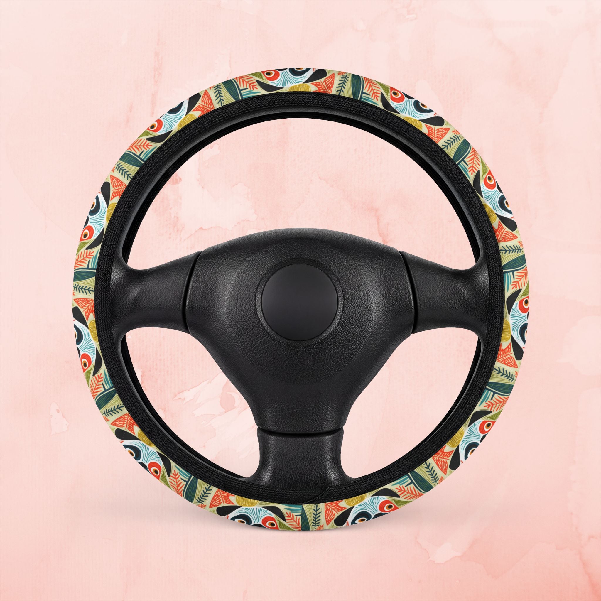 Pug Pattern Steering Wheel Cover | Cute Pug Car Accessory, Pug Mom Dad Decor