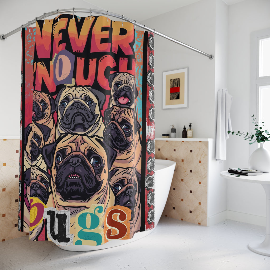 Graffiti Pug Magazine Collage Shower Curtain | Pugtrovert Statement Piece