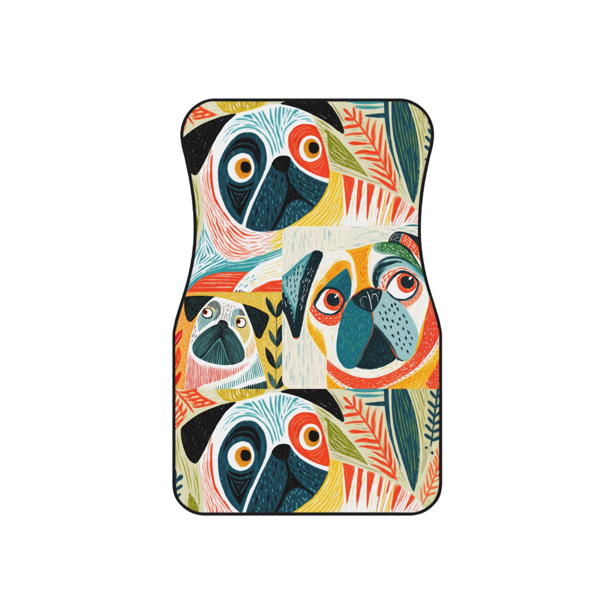 Pug Car Mats Set of 4 | Pug Car Decor, Pug Pattern Auto Accessories, Mothers Day Pug Gift for Pugtrovert