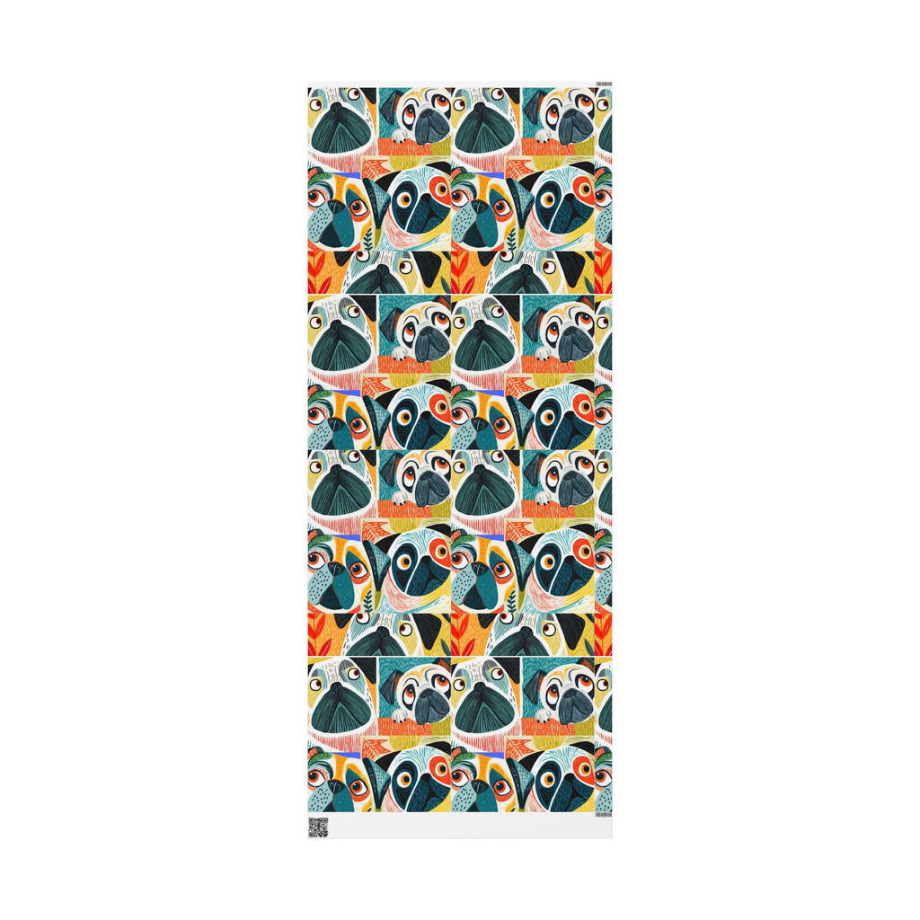 Funny Pug Faces Wrapping Papers | Scandinavian Midcentury Dog Pattern