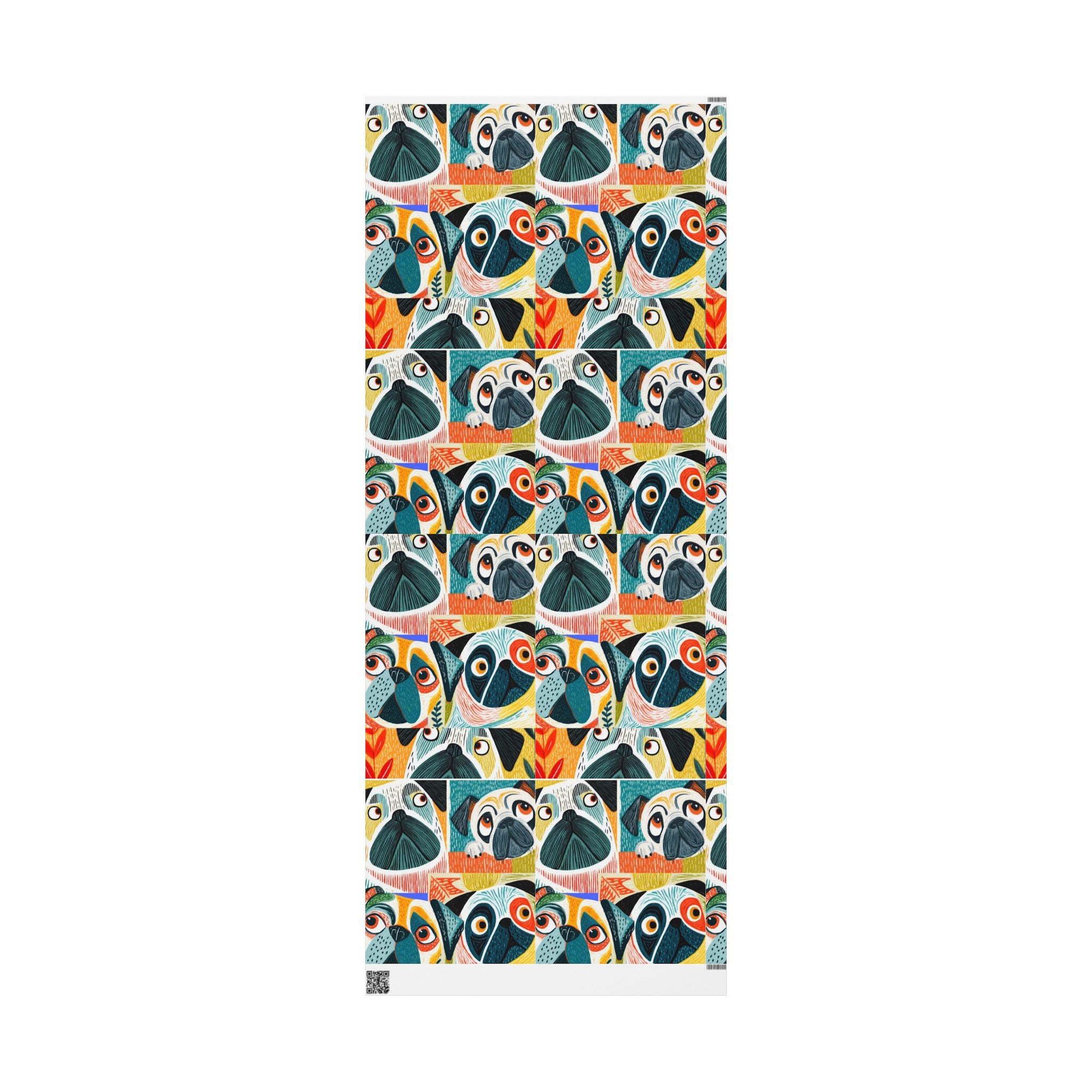 Funny Pug Faces Wrapping Papers | Scandinavian Midcentury Dog Pattern