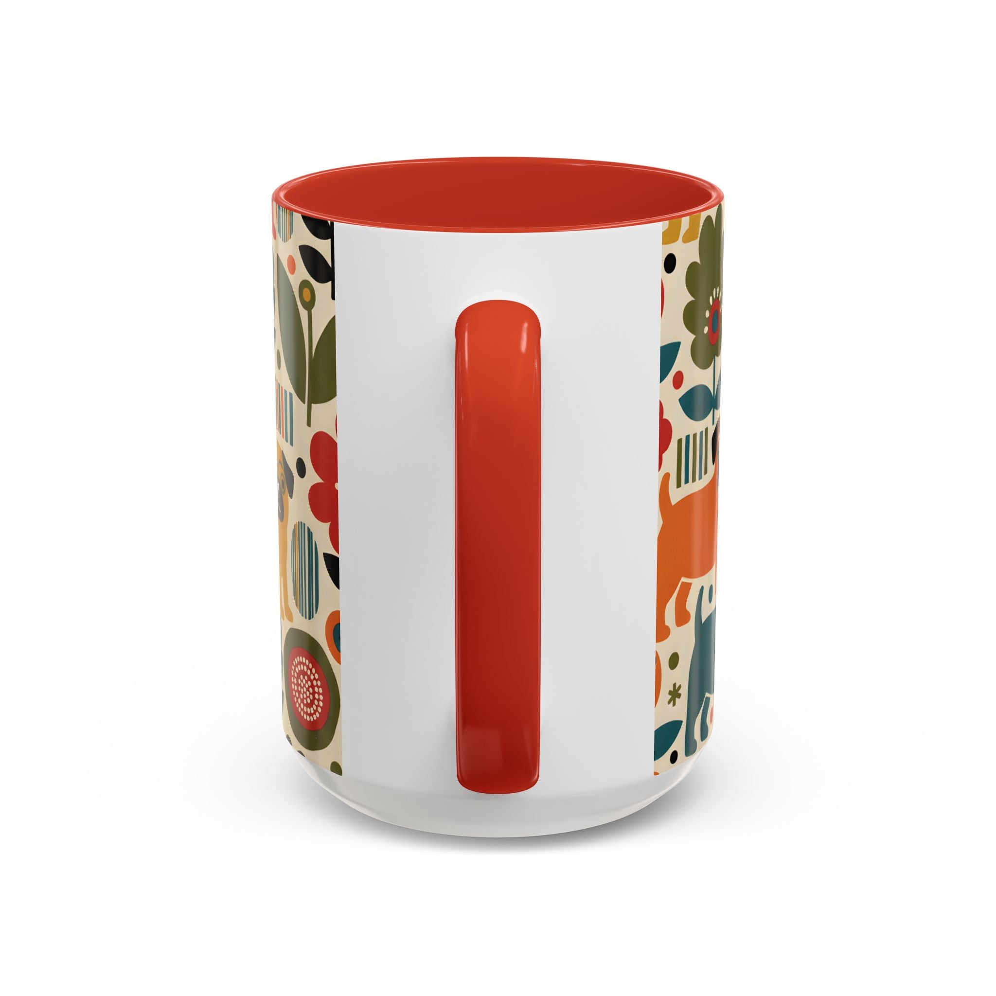 Midcentury Pug Accent Coffee Mug — Marimekko‑Style Pug Mom Gift (11/15 oz)