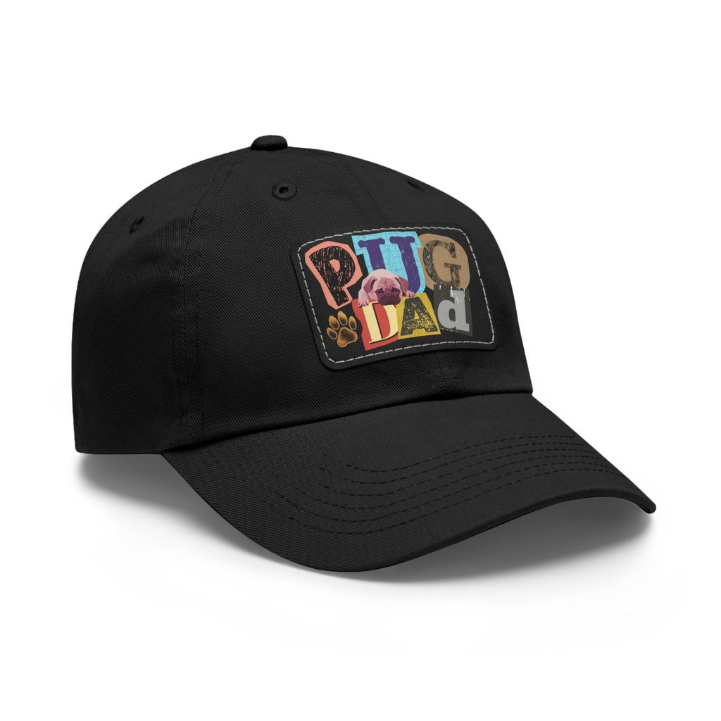 Pugfather Leather Patch Dad Hat | Pug Dad Cap, Fathers Day Pug Design