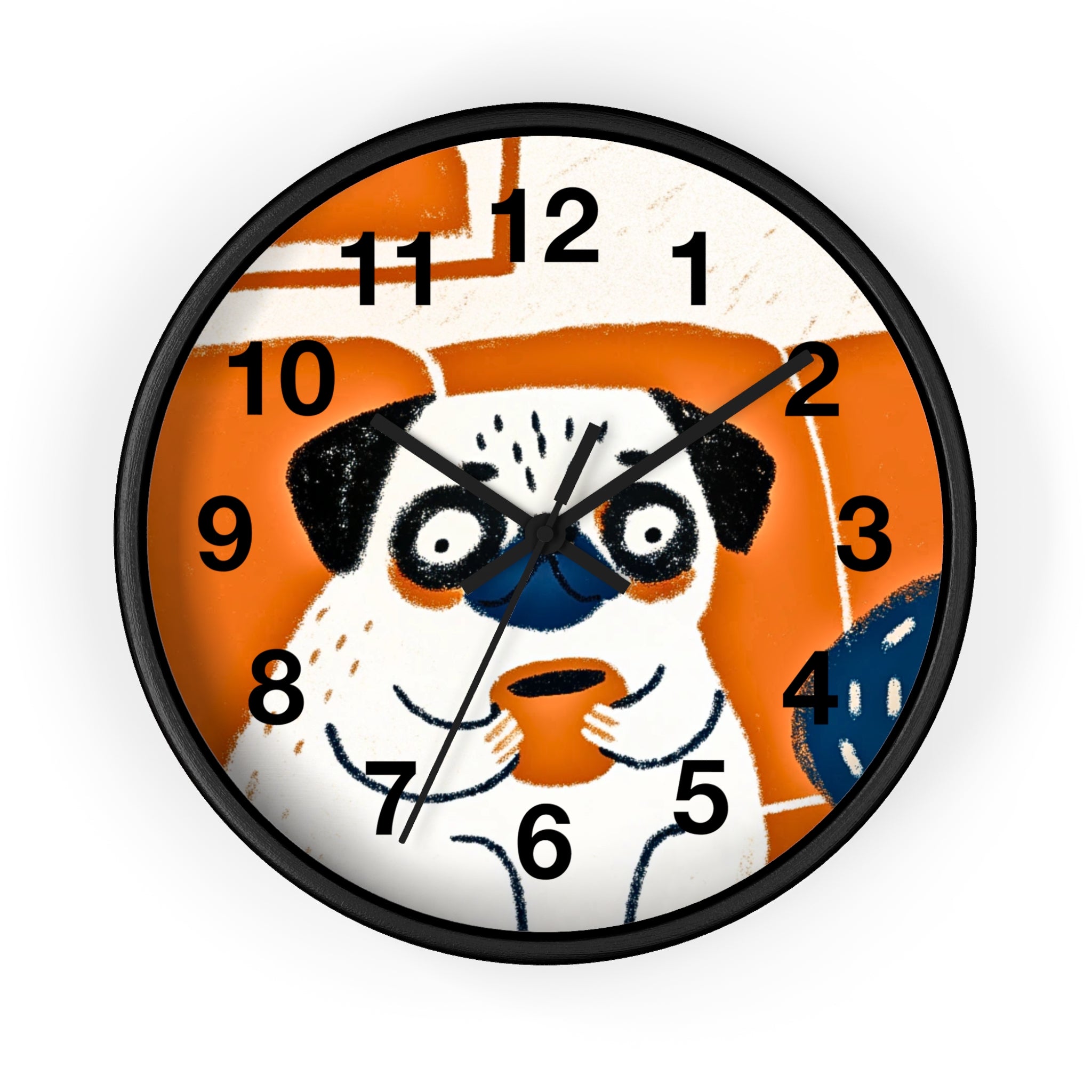 Vintage Midcentury Pug Art Wall Clock | Pug Home Decor