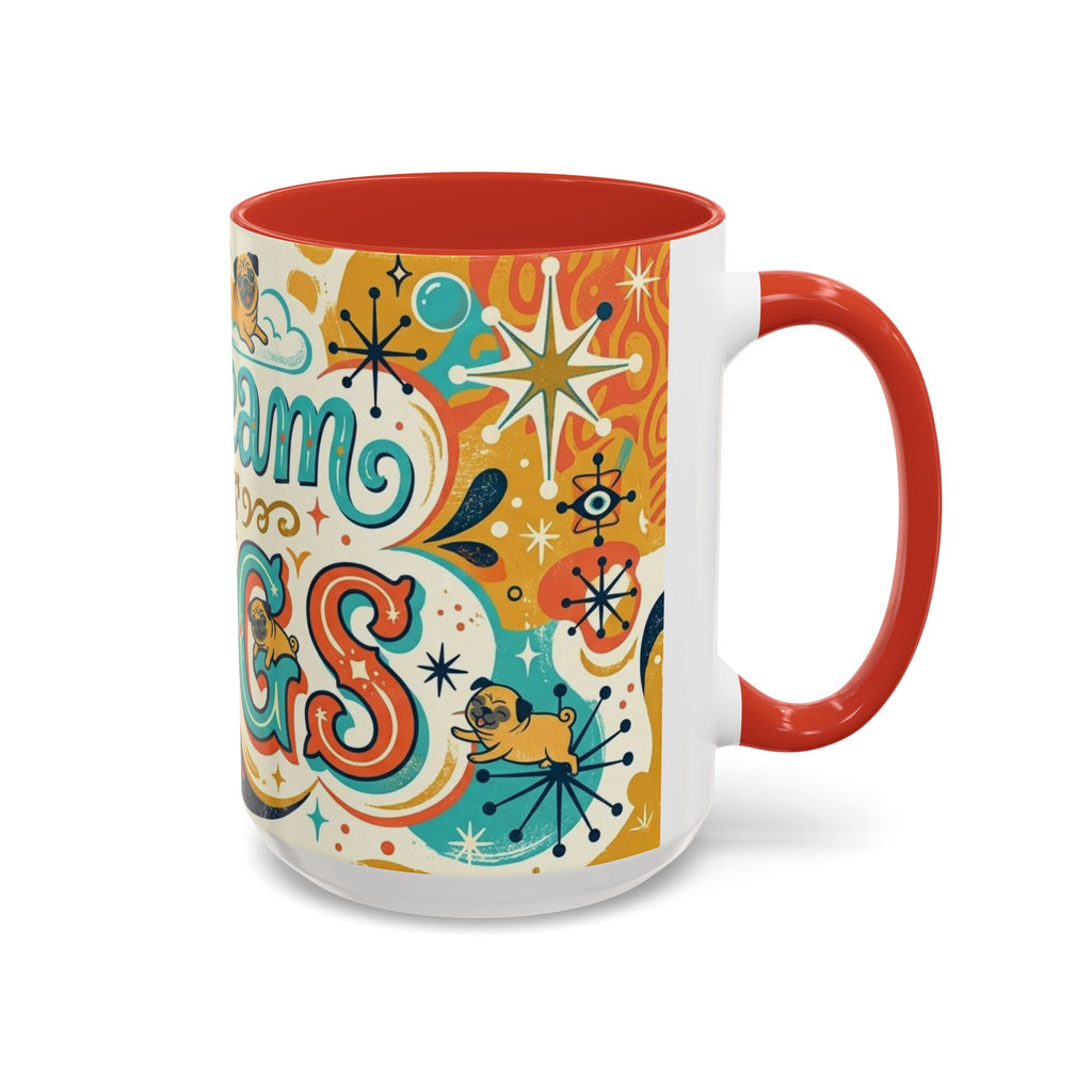 Midcentury Pug Illustration Accent Coffee Mug 11oz 15oz | Pug Mom Dad Pugtrovert