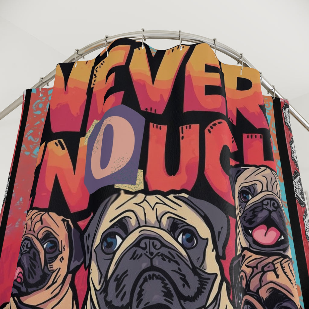 Graffiti Pug Magazine Collage Shower Curtain | Pugtrovert Statement Piece