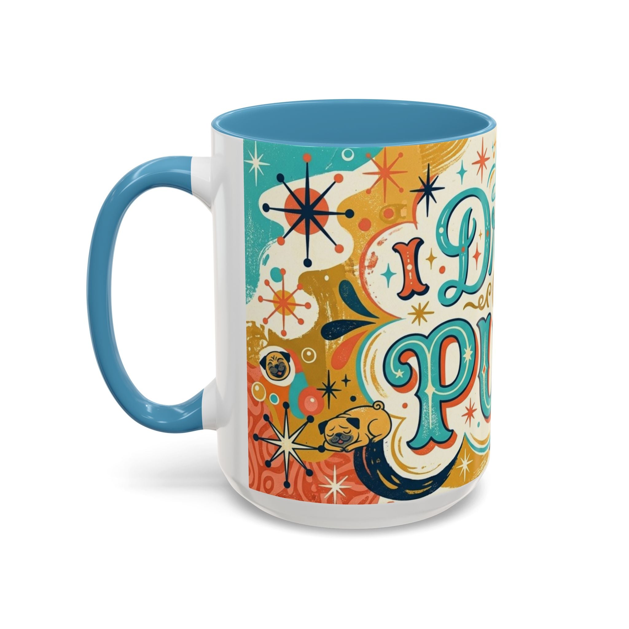 Midcentury Pug Illustration Accent Coffee Mug 11oz 15oz | Pug Mom Dad Pugtrovert