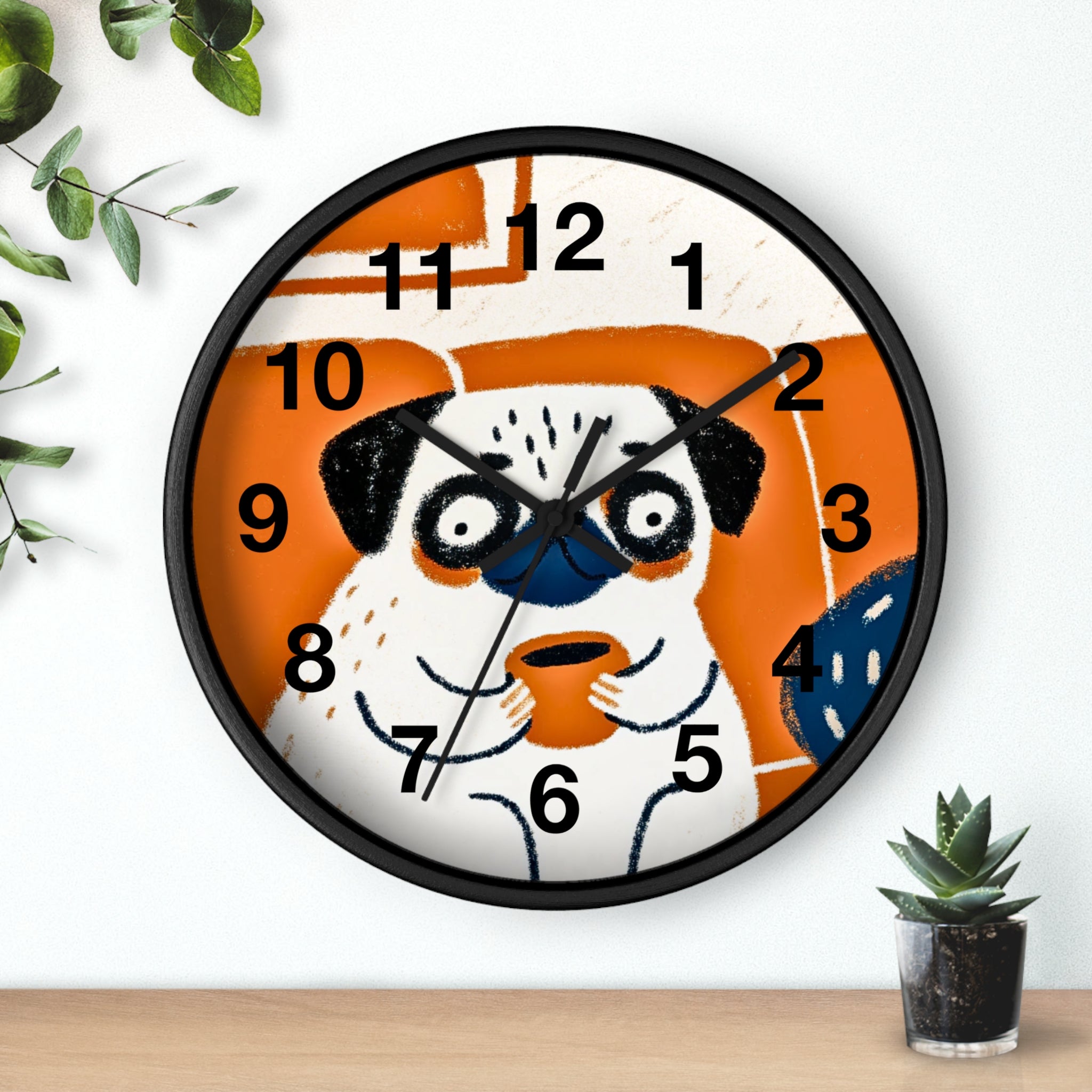 Vintage Midcentury Pug Art Wall Clock | Pug Home Decor