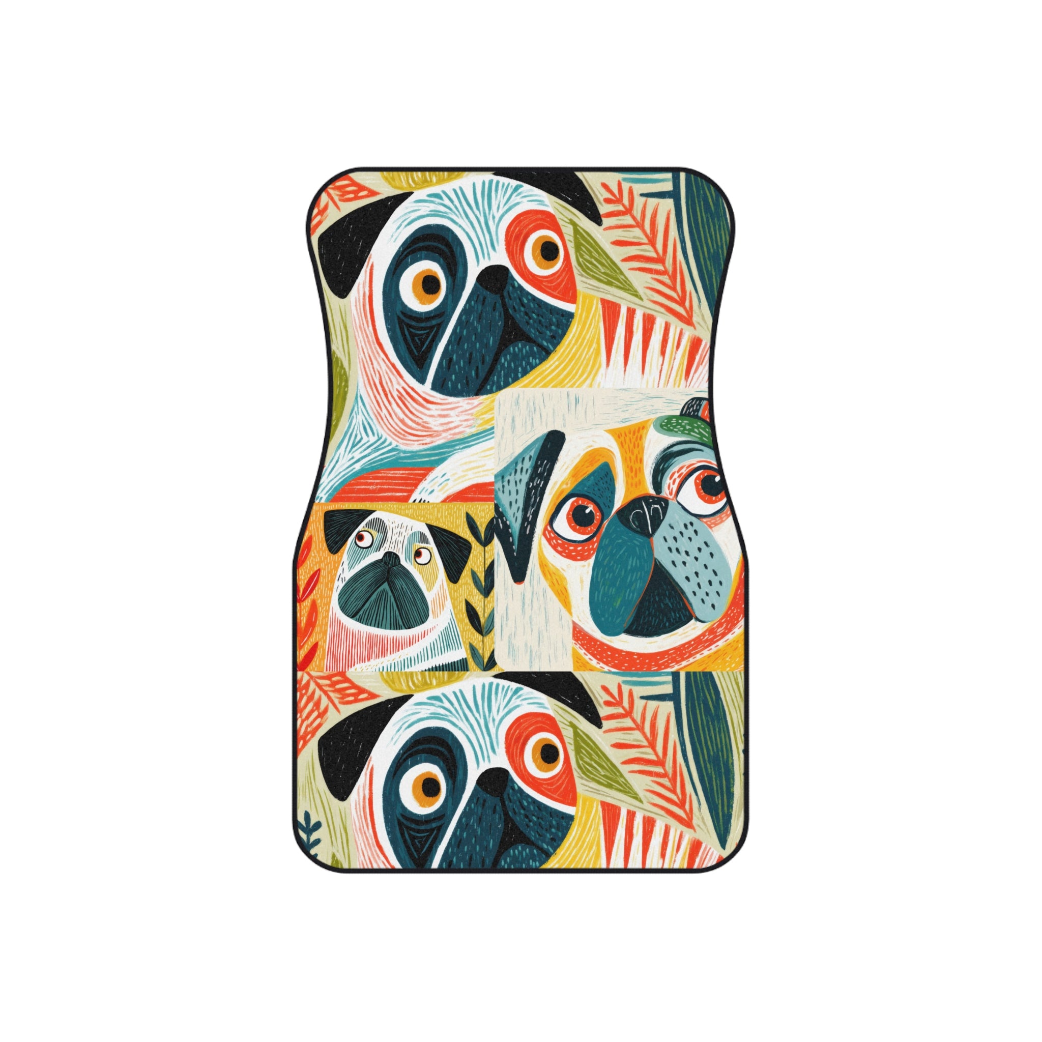 Pug Car Mats Set of 4 | Pug Car Decor, Pug Pattern Auto Accessories, Mothers Day Pug Gift for Pugtrovert