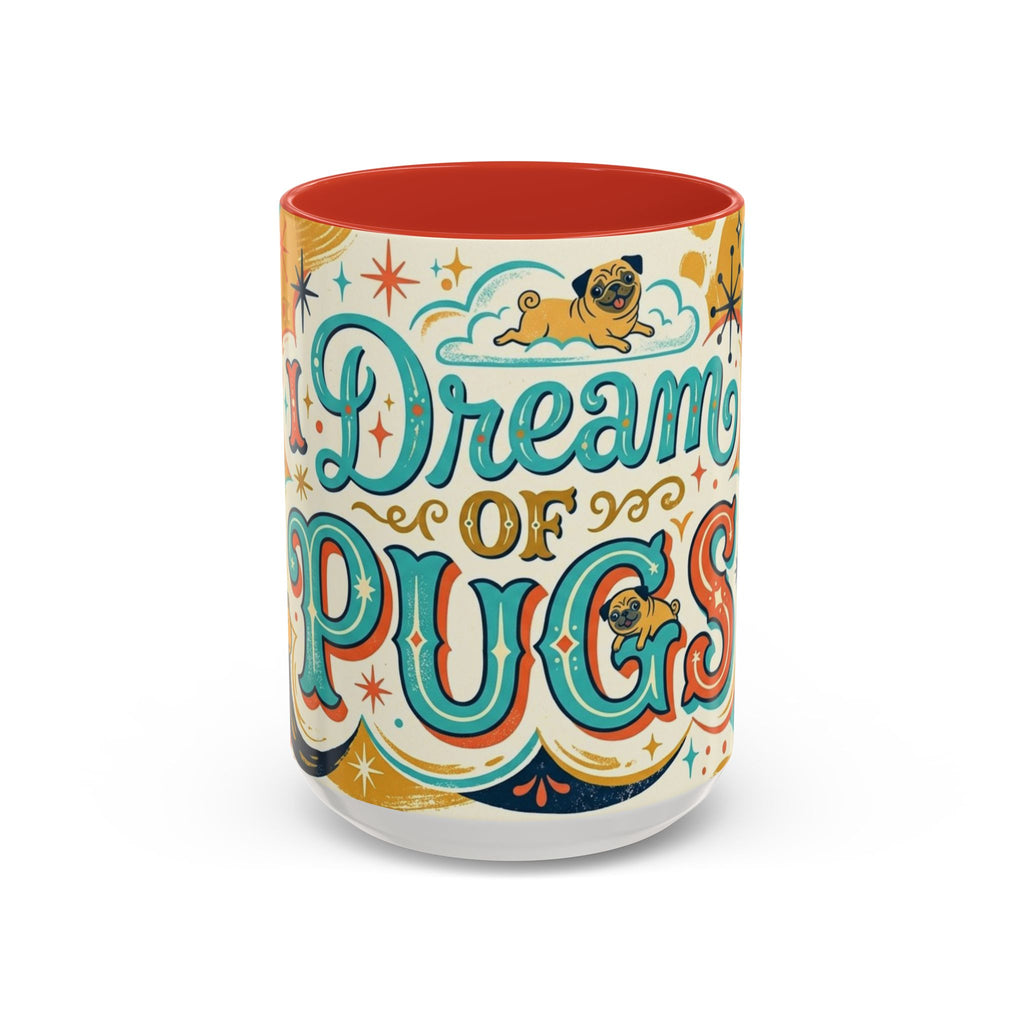 Midcentury Pug Illustration Accent Coffee Mug 11oz 15oz | Pug Mom Dad Pugtrovert