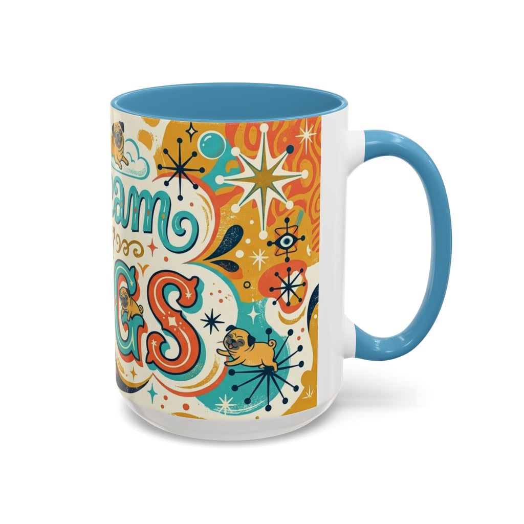 Midcentury Pug Illustration Accent Coffee Mug 11oz 15oz | Pug Mom Dad Pugtrovert