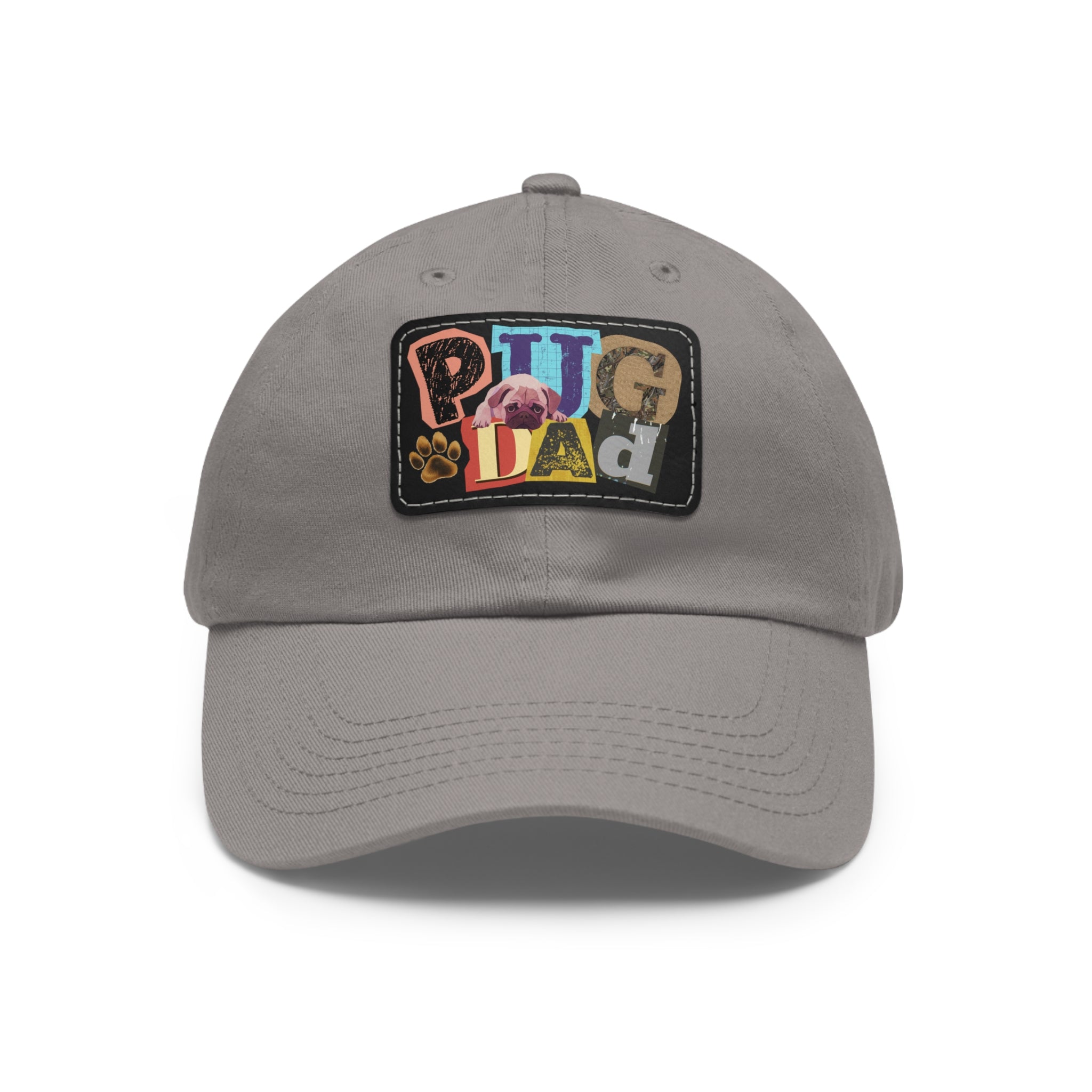 Pugfather Leather Patch Dad Hat | Pug Dad Cap, Fathers Day Pug Design