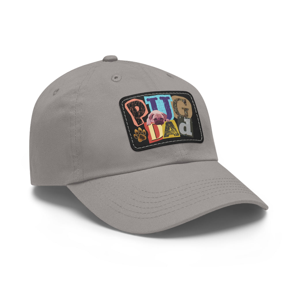 Pugfather Leather Patch Dad Hat | Pug Dad Cap, Fathers Day Pug Design