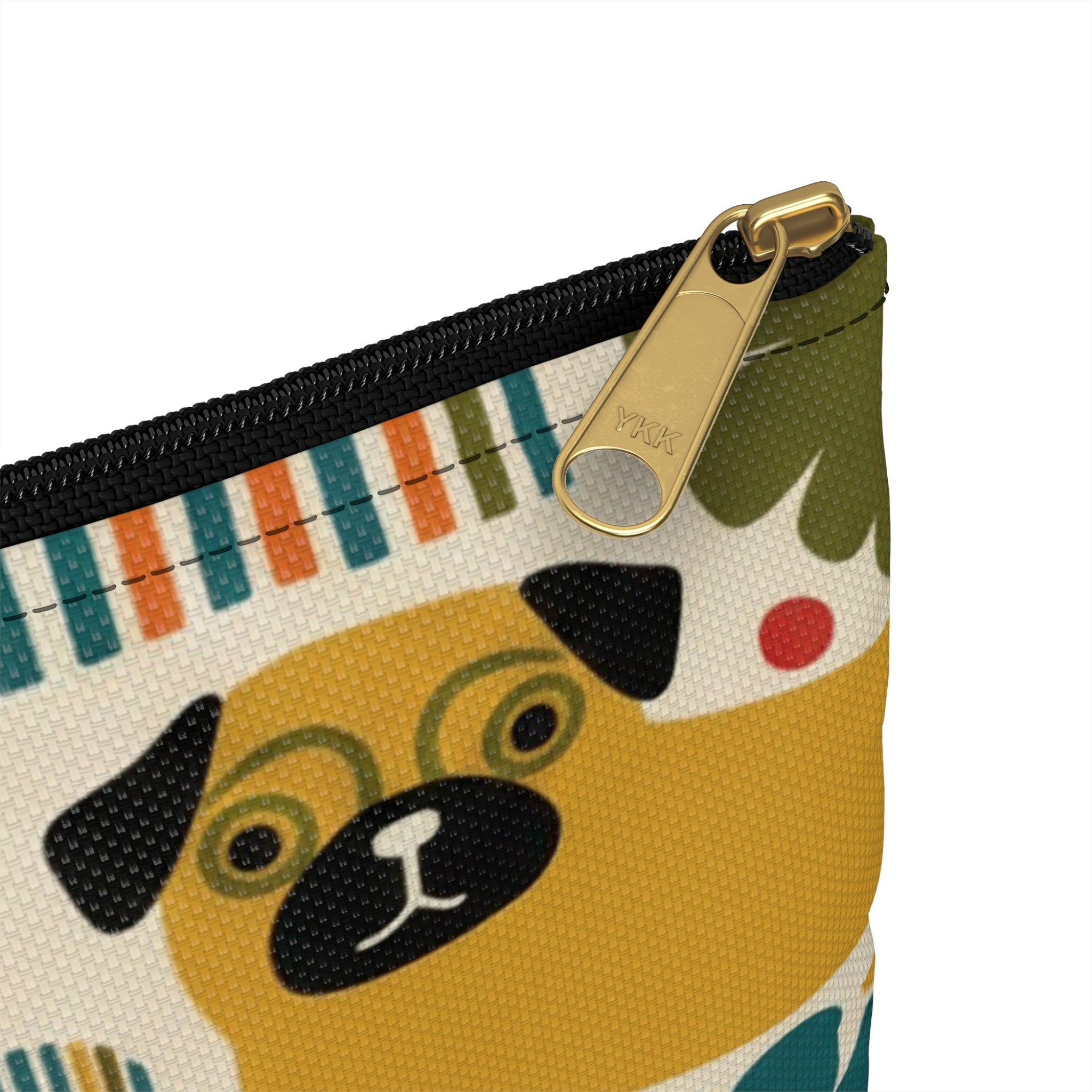 Retro Floral Pugs Pouch | Colorful Dog Accessory Pouch