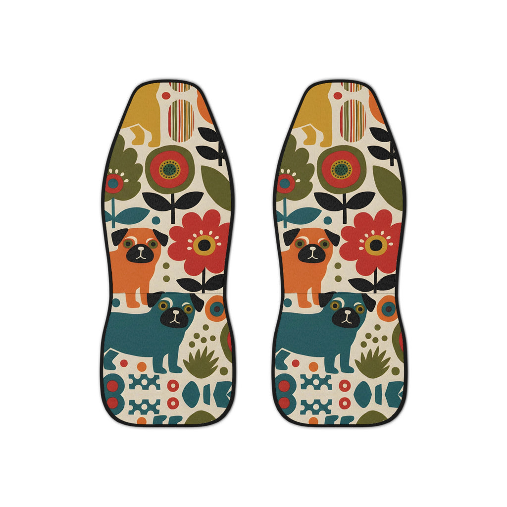 Pug Pattern Car Seat Covers, set of 2 | Pug Mom Car Accessories