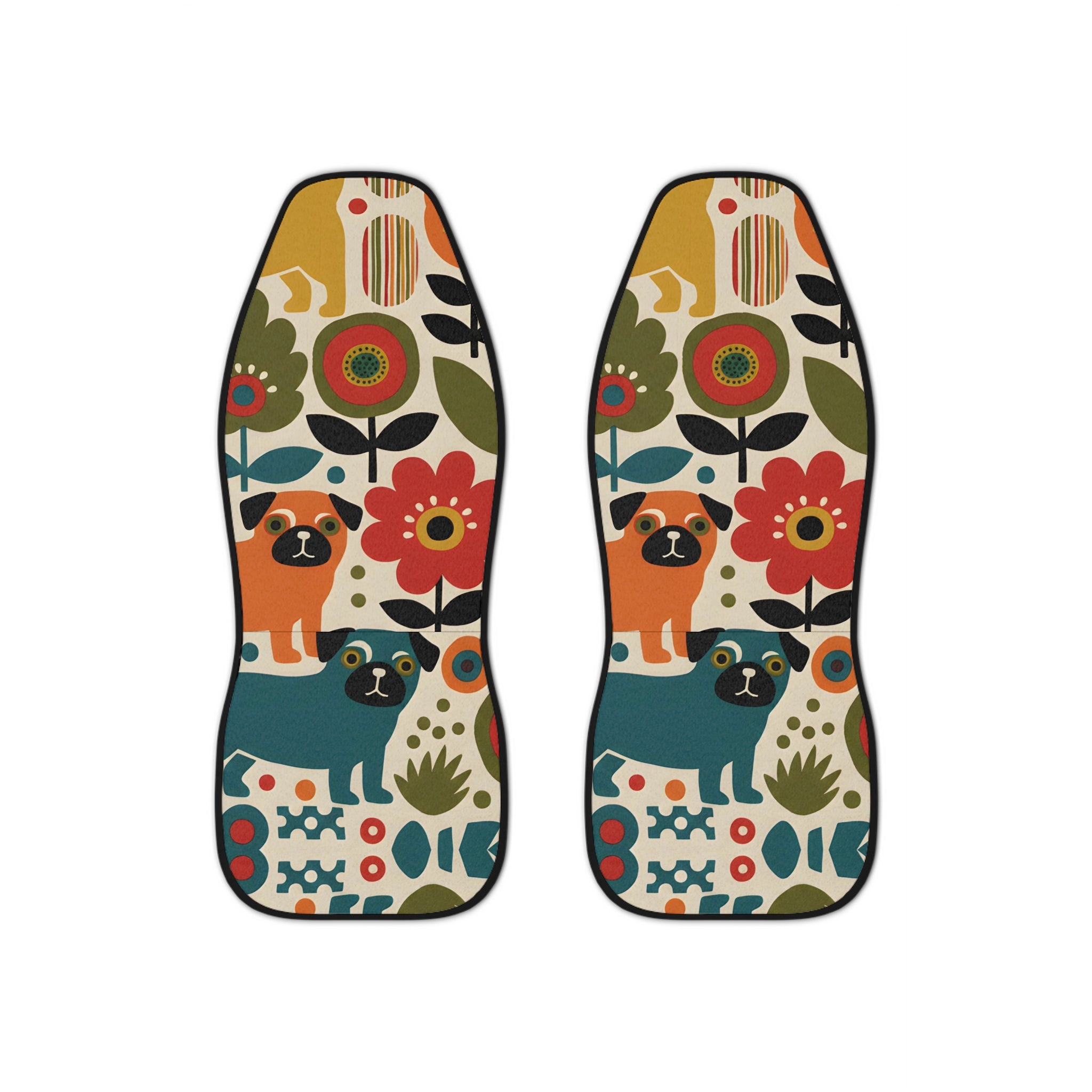 Pug Pattern Car Seat Covers, set of 2 | Pug Mom Car Accessories