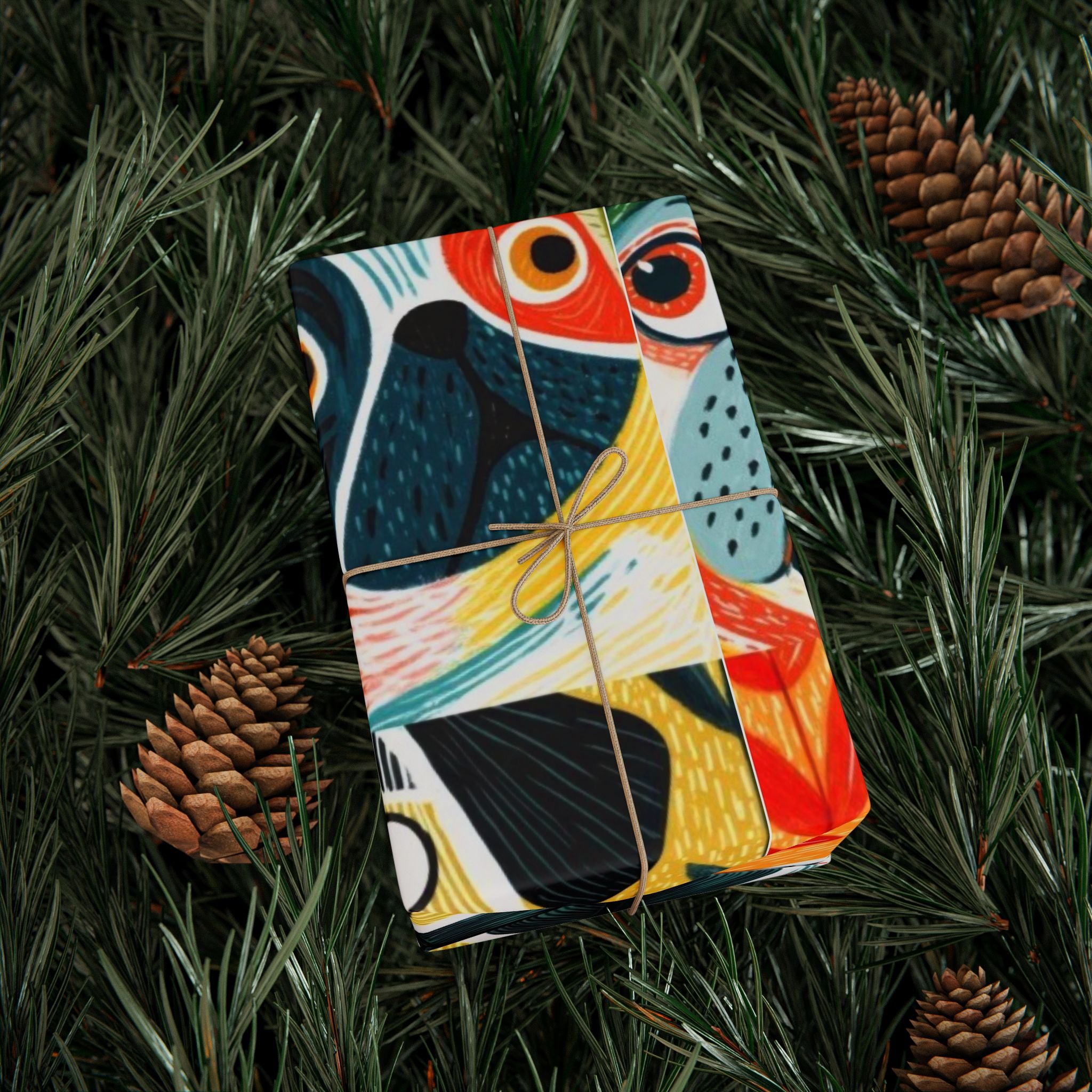 Funny Pug Faces Wrapping Papers | Scandinavian Midcentury Dog Pattern