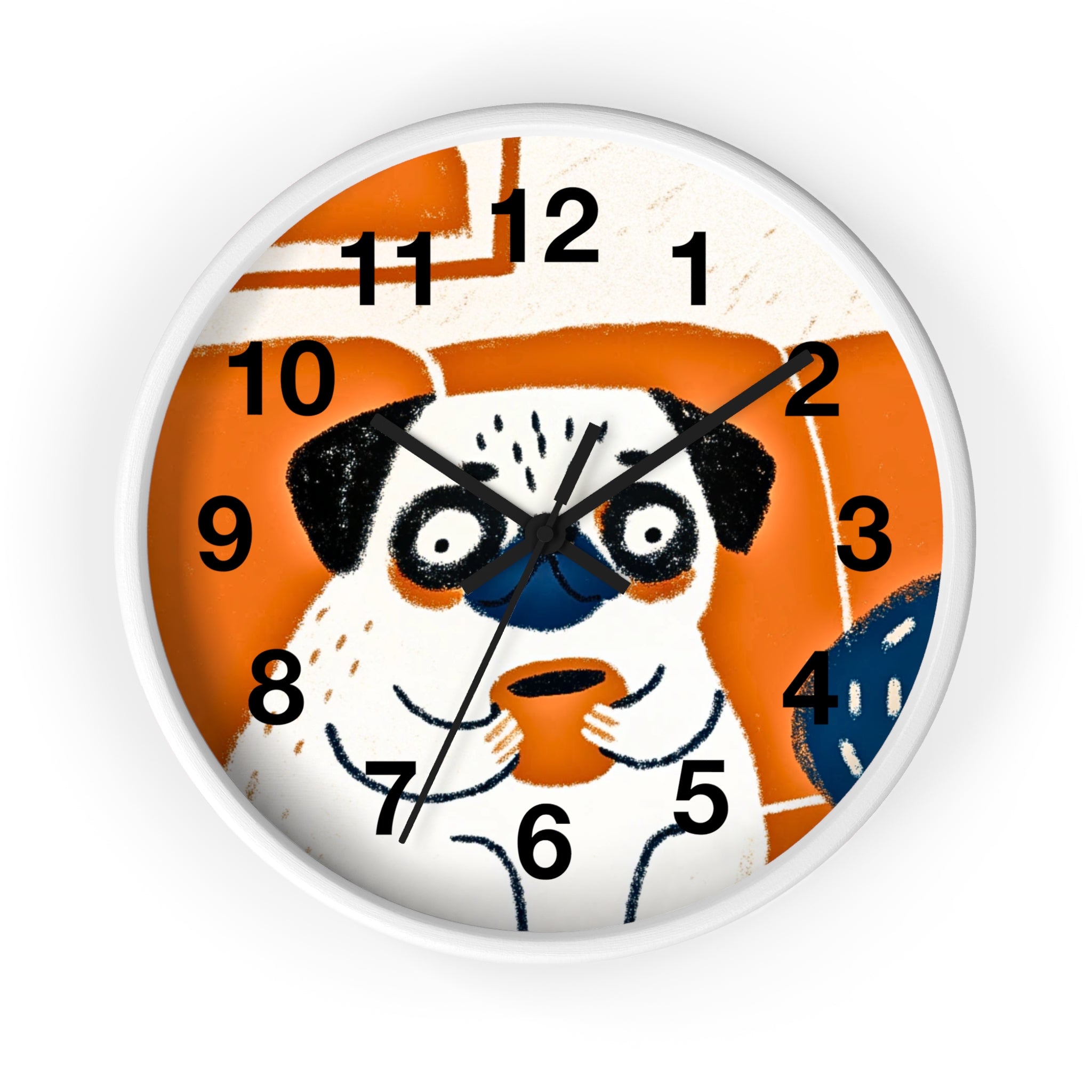 Vintage Midcentury Pug Art Wall Clock | Pug Home Decor
